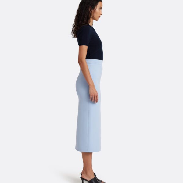 Safiyaa Georgie Skirt in Soft Sky with Crystal Buttons - Skirts - Demi-Couture Evening Wear at Coveti
