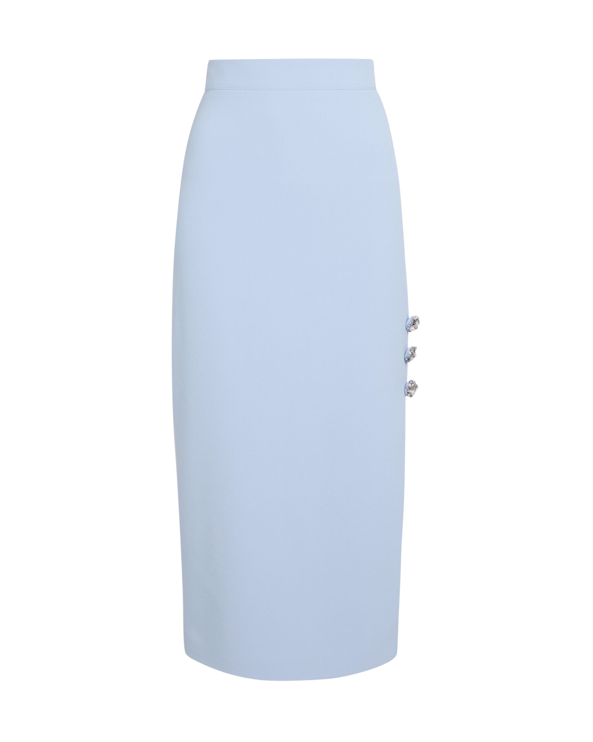 Safiyaa Georgie Skirt in Soft Sky with Crystal Buttons - Skirts - Demi-Couture Evening Wear at Coveti