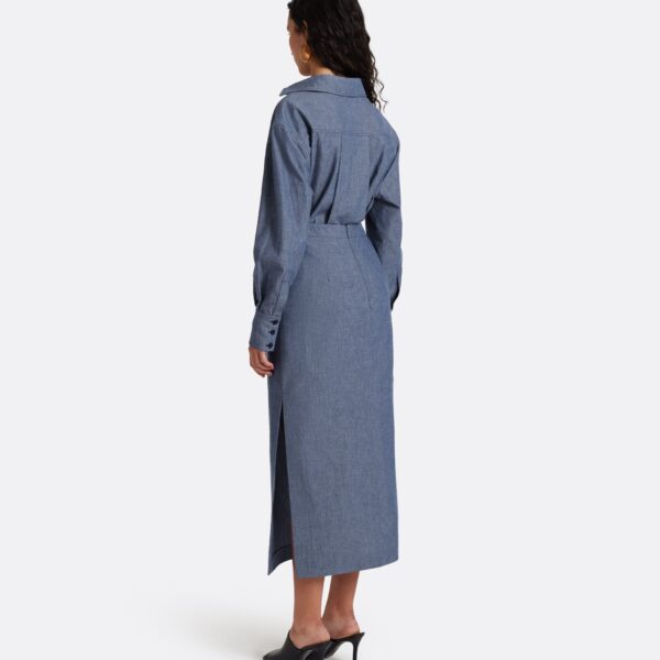 Safiyaa Giada Shirt in Blue Blend - Tops - Demi-Couture Evening Wear at Coveti