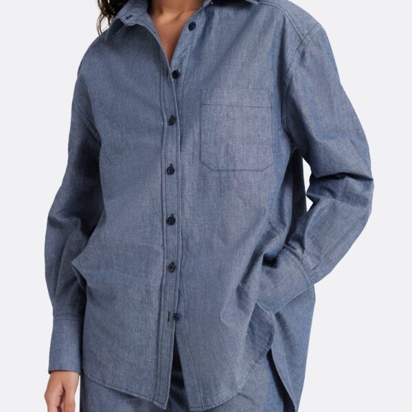 Safiyaa Giada Shirt in Blue Blend - Tops - Demi-Couture Evening Wear at Coveti