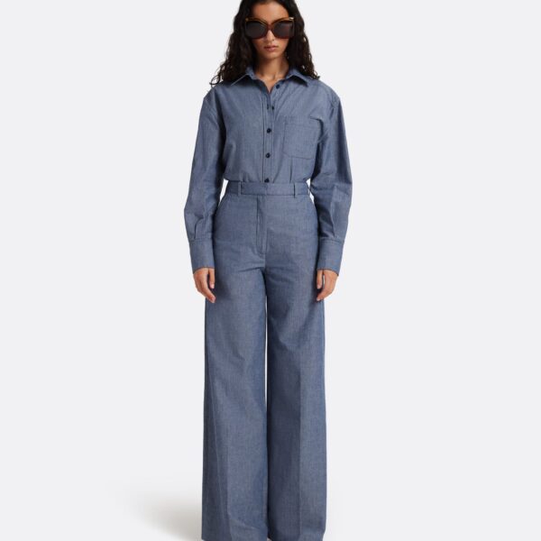 Safiyaa Giada Shirt in Blue Blend - Tops - Demi-Couture Evening Wear at Coveti