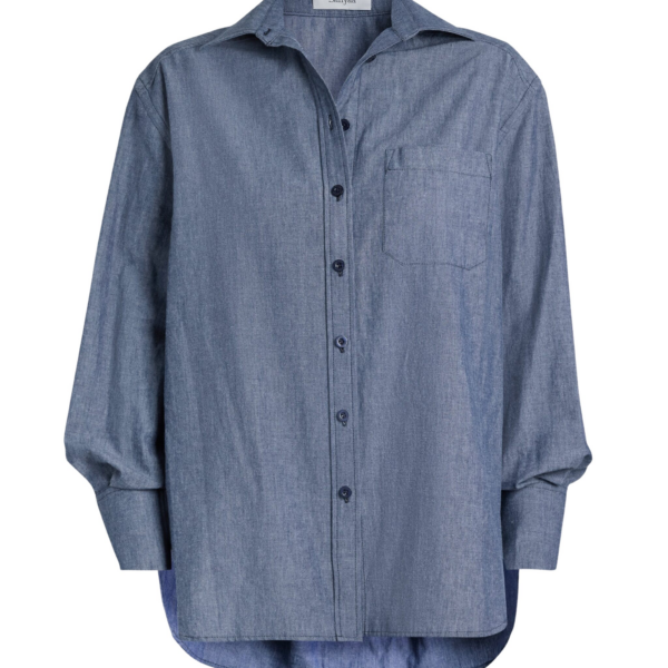Safiyaa Giada Shirt in Blue Blend - Tops - Demi-Couture Evening Wear at Coveti