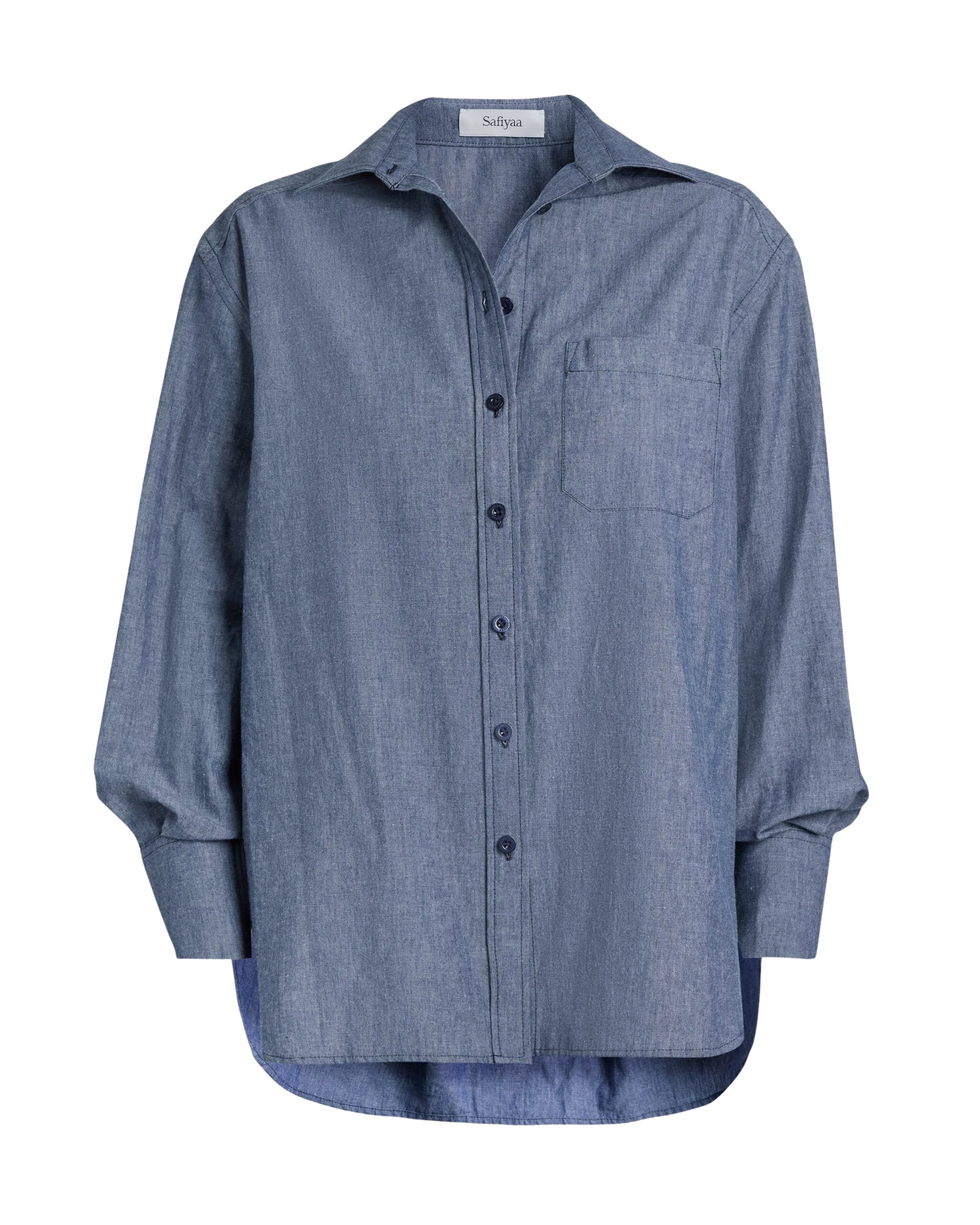 Safiyaa-Giada-Shirt-in-Blue-Blend-Coveti-scaled41391_nobg Safiyaa Giada Shirt in Blue Blend - Tops - Demi-Couture Evening Wear at Coveti