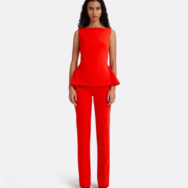 Safiyaa Goldie Trousers in Apple Red - Pants - Demi-Couture Evening Wear at Coveti