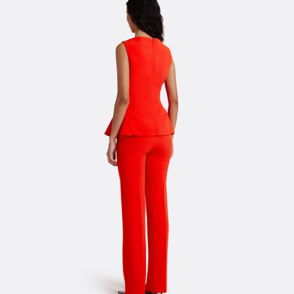 Safiyaa Goldie Trousers in Apple Red - Pants - Demi-Couture Evening Wear at Coveti