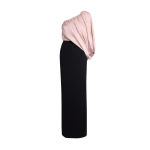 Safiyaa Ines Long Dress in Ballet Pink on Black - Dresses - Demi-Couture Evening Wear at Coveti