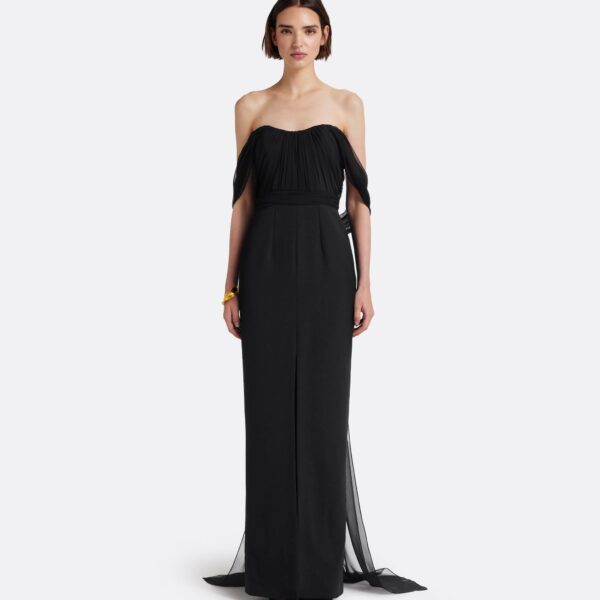 Safiyaa Iselle Dress Long in Black - Dresses - Demi-Couture Evening Wear at Coveti