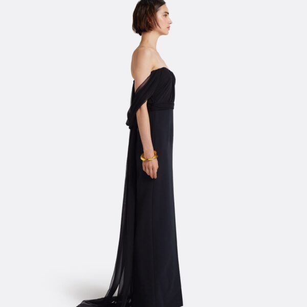 Safiyaa Iselle Dress Long in Black - Dresses - Demi-Couture Evening Wear at Coveti