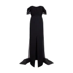 Safiyaa Iselle Dress Long in Black - Dresses - Demi-Couture Evening Wear at Coveti