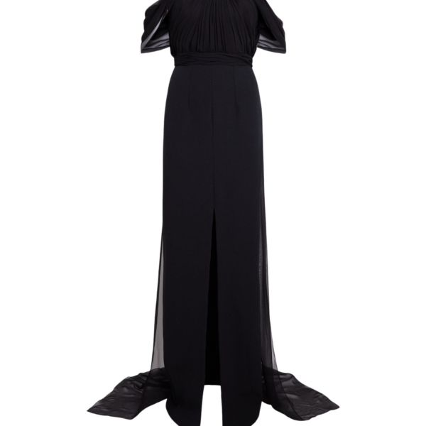 Safiyaa Iselle Dress Long in Black - Dresses - Demi-Couture Evening Wear at Coveti