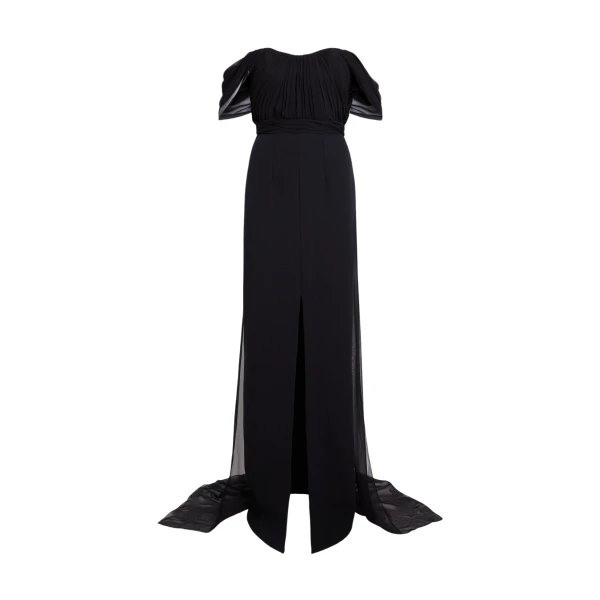 Safiyaa Iselle Dress Long in Black - Dresses - Demi-Couture Evening Wear at Coveti