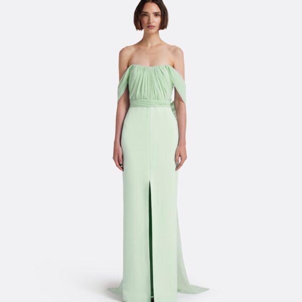 Safiyaa Iselle Dress Long in Sea Glass - Dresses - Demi-Couture Evening Wear at Coveti