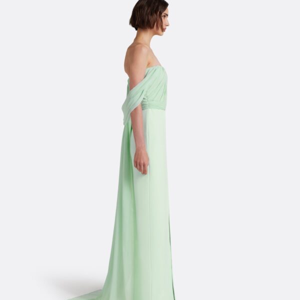 Safiyaa Iselle Dress Long in Sea Glass - Dresses - Demi-Couture Evening Wear at Coveti