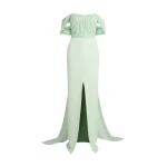 Safiyaa Iselle Dress Long in Sea Glass - Dresses - Demi-Couture Evening Wear at Coveti
