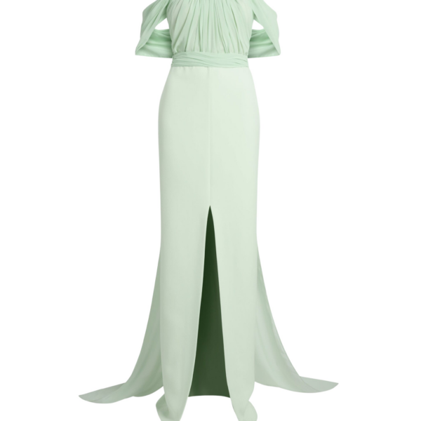Safiyaa Iselle Dress Long in Sea Glass - Dresses - Demi-Couture Evening Wear at Coveti