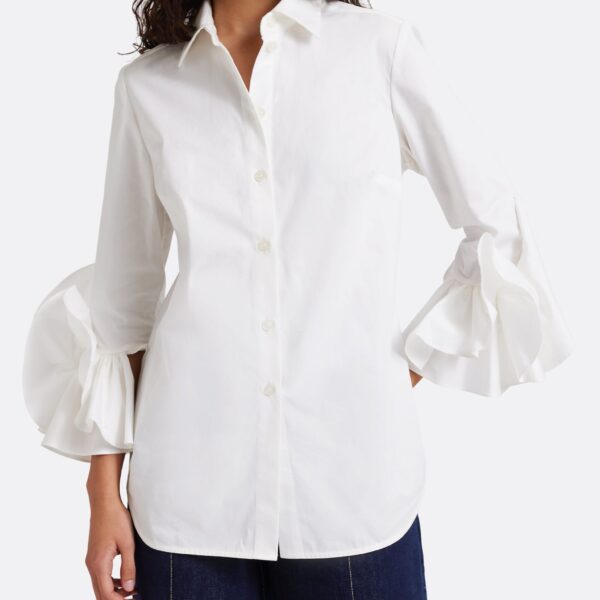 Safiyaa Joanne Shirt in Ivory - Tops - Demi-Couture Evening Wear at Coveti