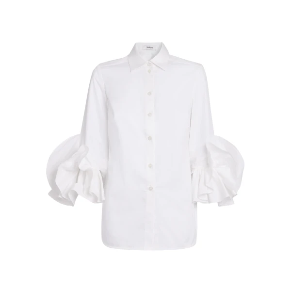 Safiyaa Joanne Shirt in Ivory - Tops - Demi-Couture Evening Wear at Coveti