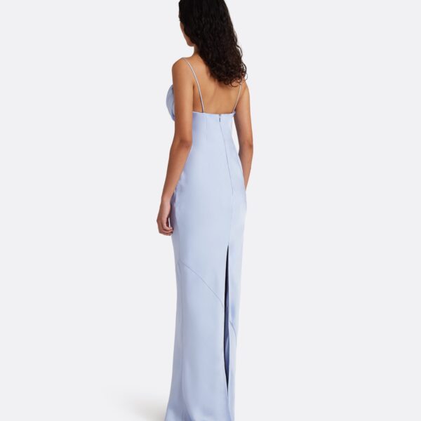 Safiyaa Jules Long Dress in Soft Sky with Crystal Embellishment - Dresses - Demi-Couture Evening Wear at Coveti