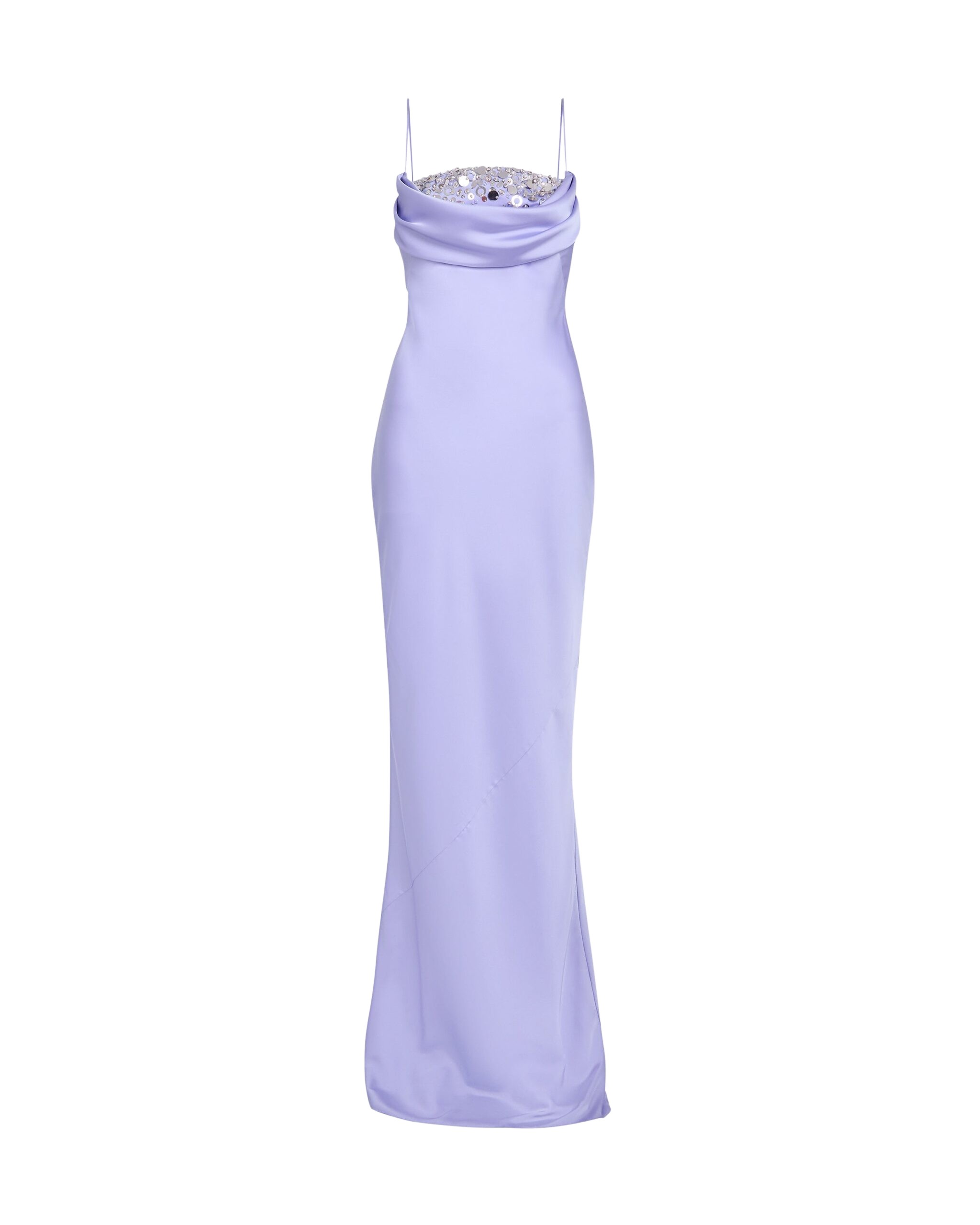 Safiyaa Jules Long Dress in Soft Sky with Crystal Embellishment - Dresses - Demi-Couture Evening Wear at Coveti