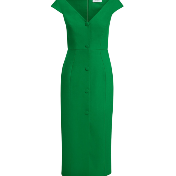 Safiyaa Klea Midi Dress in Blade Green - Dresses - Demi-Couture Evening Wear at Coveti