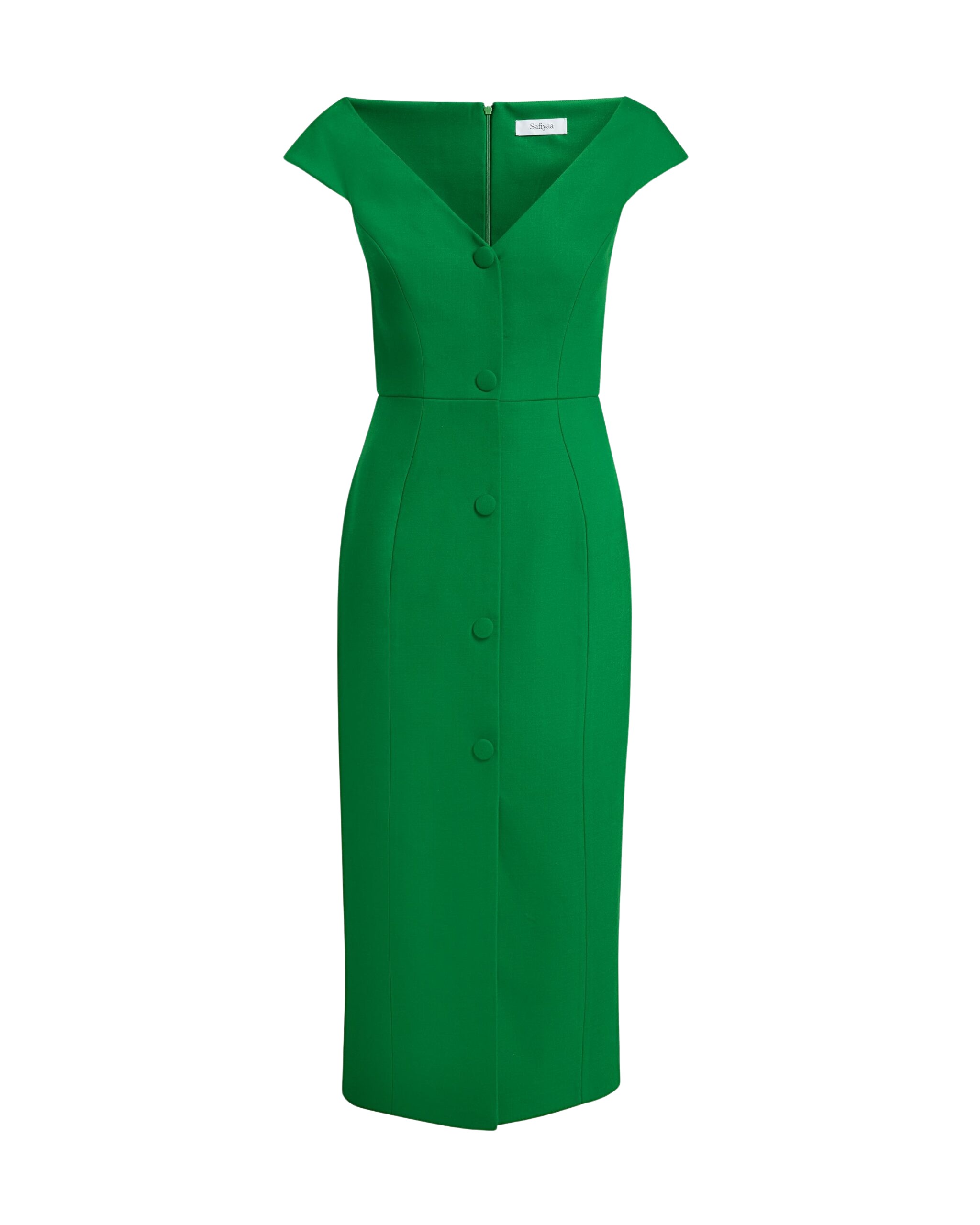 Safiyaa Klea Midi Dress in Blade Green - Dresses - Demi-Couture Evening Wear at Coveti