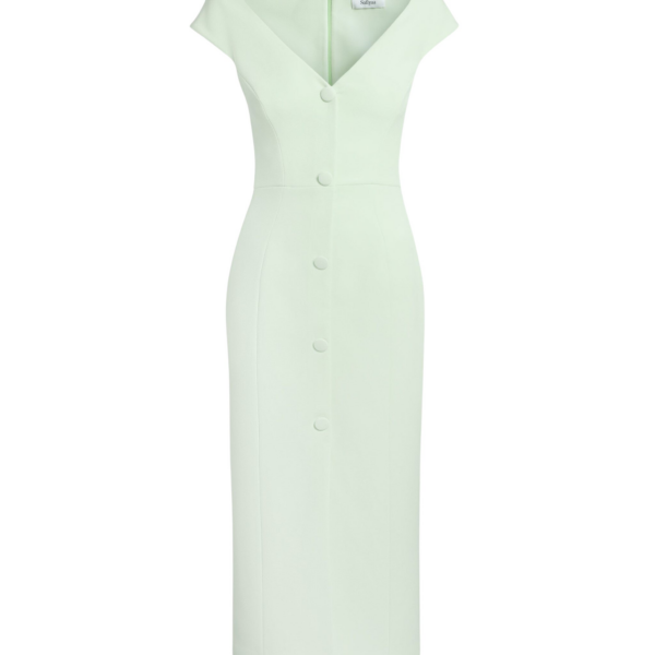 Safiyaa Klea Midi Dress in Sea glass - Dresses - Demi-Couture Evening Wear at Coveti