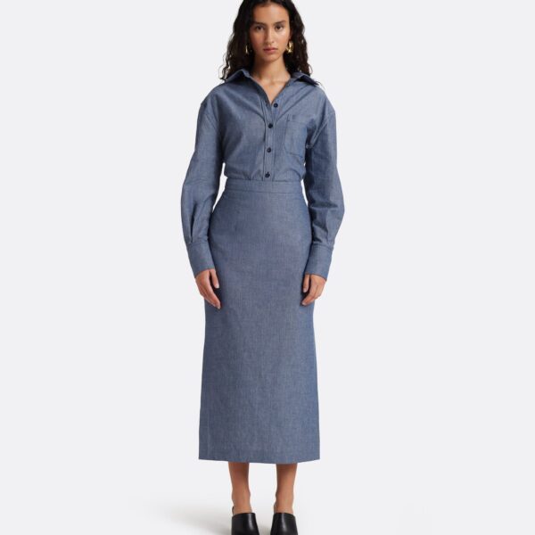 Safiyaa Kyoto Skirt in Blue Blend - Skirts - Demi-Couture Evening Wear at Coveti