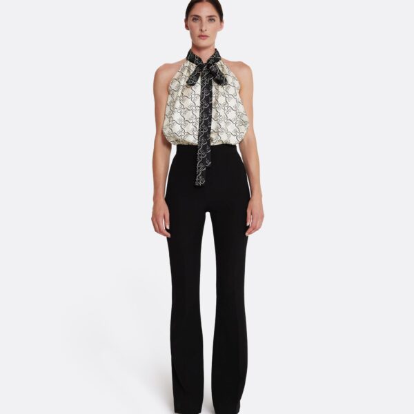 Safiyaa Letizia Top in Black on Ecru - Tops - Demi-Couture Evening Wear at Coveti