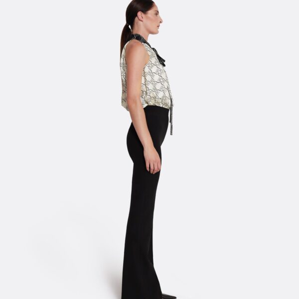 Safiyaa Letizia Top in Black on Ecru - Tops - Demi-Couture Evening Wear at Coveti