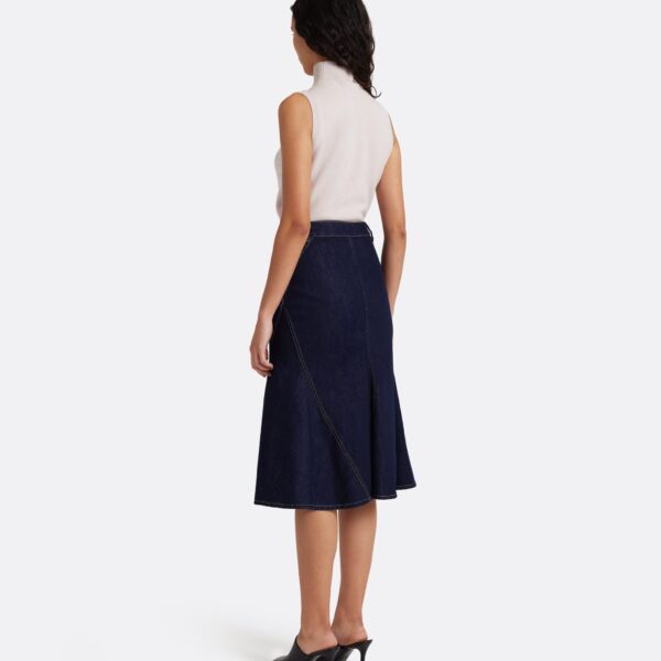 Safiyaa Luisella Denim Skirt in Dark Wash - Skirts - Demi-Couture Evening Wear at Coveti