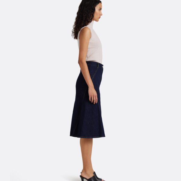 Safiyaa Luisella Denim Skirt in Dark Wash - Skirts - Demi-Couture Evening Wear at Coveti