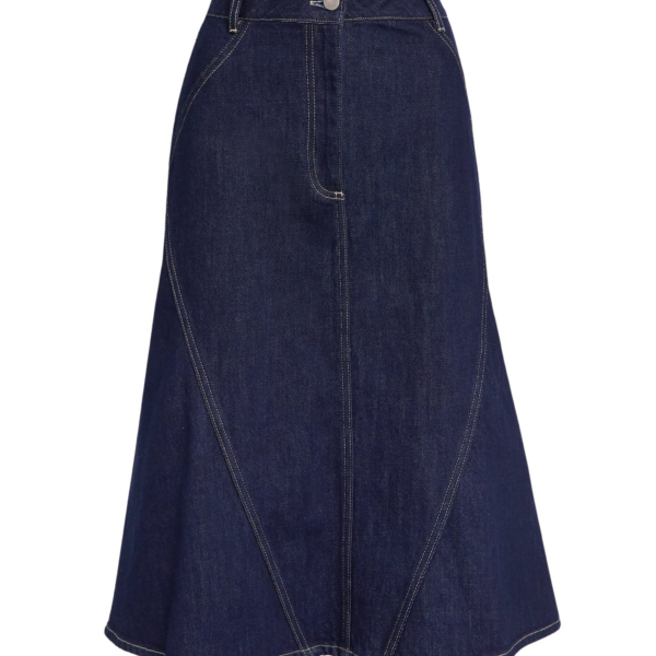 Safiyaa Luisella Denim Skirt in Dark Wash - Skirts - Demi-Couture Evening Wear at Coveti