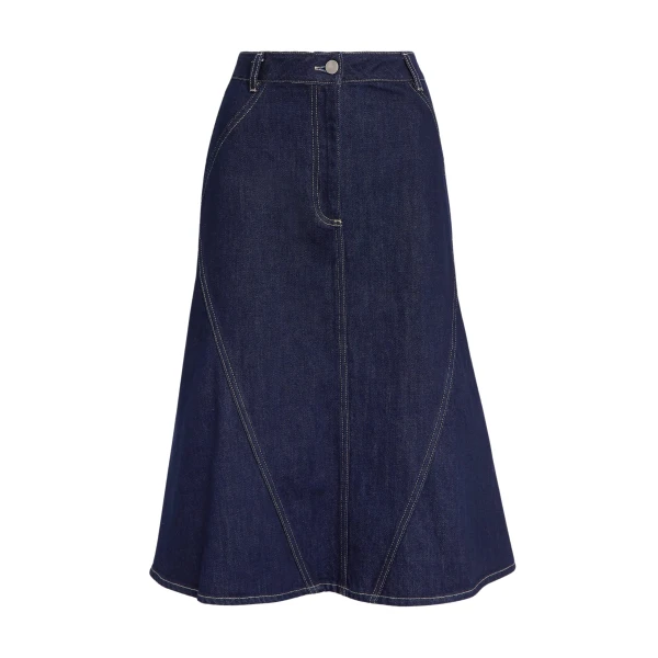 Safiyaa Luisella Denim Skirt in Dark Wash - Skirts - Demi-Couture Evening Wear at Coveti