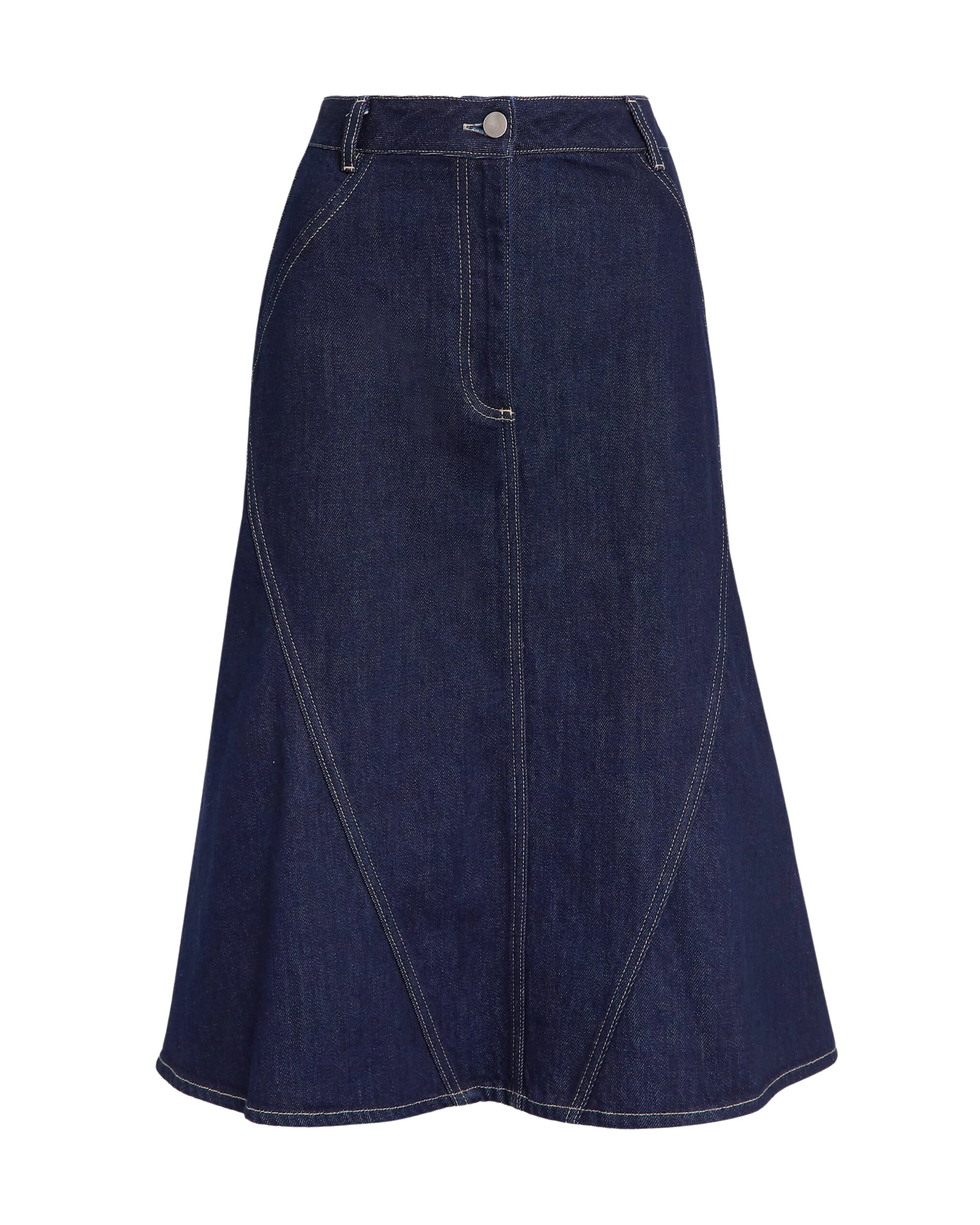 Safiyaa Luisella Denim Skirt in Dark Wash - Skirts - Demi-Couture Evening Wear at Coveti