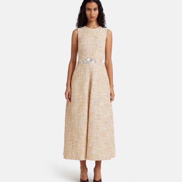 Safiyaa Maisie Midi Dress in Tweed - Dresses - Demi-Couture Evening Wear at Coveti