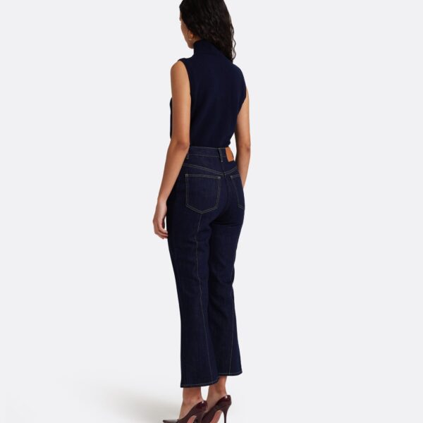 Safiyaa Marietta Denim Trouser in Dark Wash - Pants - Demi-Couture Evening Wear at Coveti