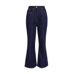 Safiyaa Marietta Denim Trouser in Dark Wash - Pants - Demi-Couture Evening Wear at Coveti