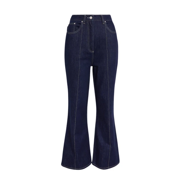 Safiyaa Marietta Denim Trouser in Dark Wash - Pants - Demi-Couture Evening Wear at Coveti