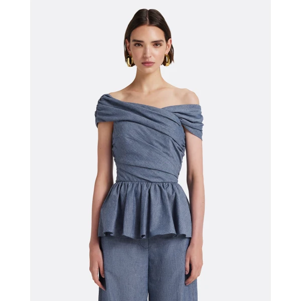Safiyaa Melanie Top in Blue Blend - Tops - Demi-Couture Evening Wear at Coveti