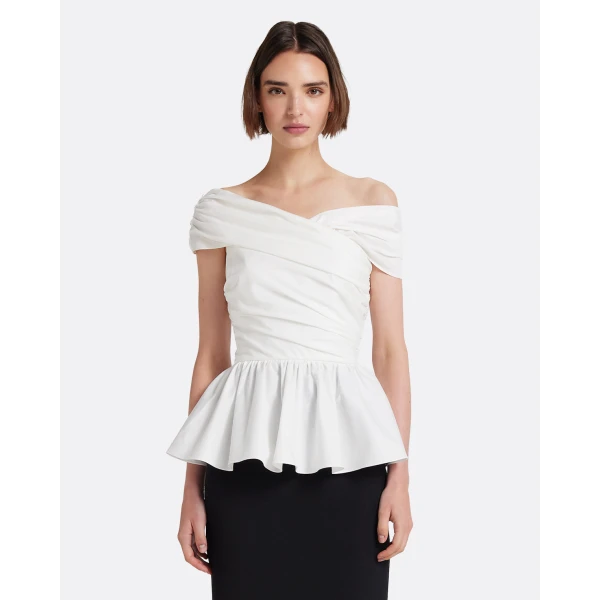 Safiyaa Melanie Top in Ivory - Tops - Demi-Couture Evening Wear at Coveti