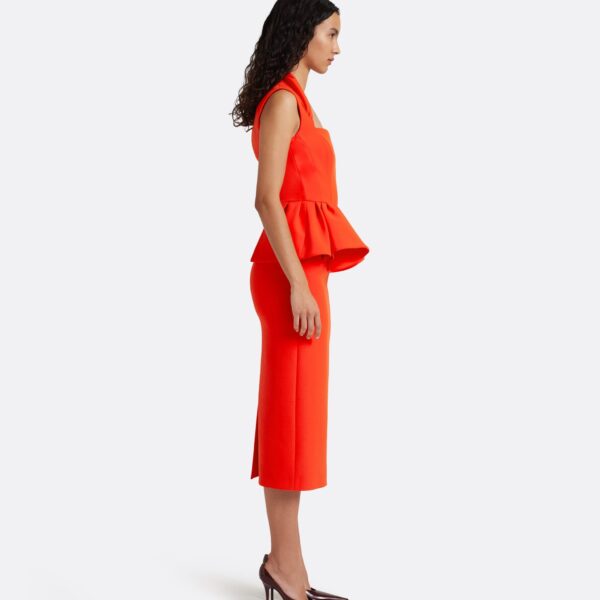 Safiyaa Milou Midi Dress in Apple Red - Dresses - Demi-Couture Evening Wear at Coveti