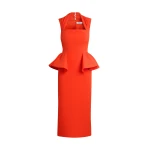 Safiyaa Milou Midi Dress in Apple Red - Dresses - Demi-Couture Evening Wear at Coveti