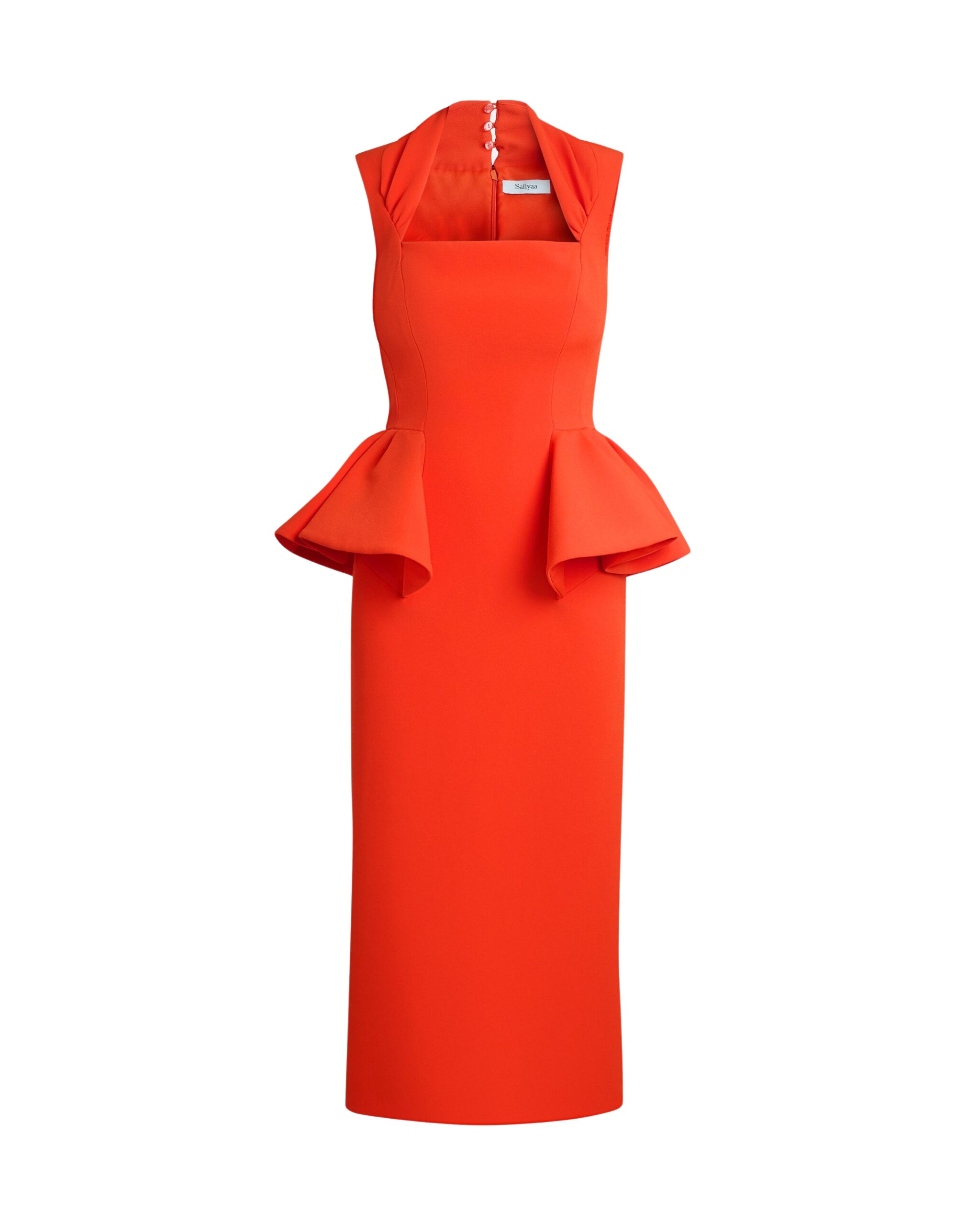 Safiyaa Milou Midi Dress in Apple Red - Dresses - Demi-Couture Evening Wear at Coveti