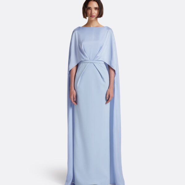 Safiyaa Mirabella Long Dress in Soft Sky - Dresses - Demi-Couture Evening Wear at Coveti