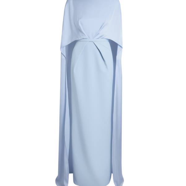 Safiyaa Mirabella Long Dress in Soft Sky - Dresses - Demi-Couture Evening Wear at Coveti