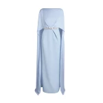 Safiyaa Mirabella Long Dress in Soft Sky with Embellished Belt - Dresses - Demi-Couture Evening Wear at Coveti