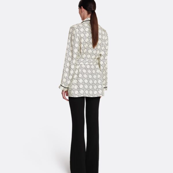 Safiyaa Mirella Top in Black on Ecru - Tops - Demi-Couture Evening Wear at Coveti