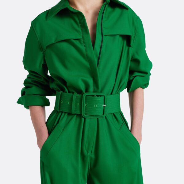 Safiyaa Ottilie Jumpsuit in Blade Green - Jumpsuit - Demi-Couture Evening Wear at Coveti
