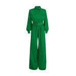 Safiyaa Ottilie Jumpsuit in Blade Green - Jumpsuit - Demi-Couture Evening Wear at Coveti