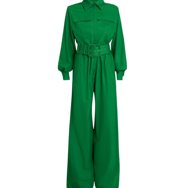 Safiyaa Ottilie Jumpsuit in Blade Green - Jumpsuit - Demi-Couture Evening Wear at Coveti